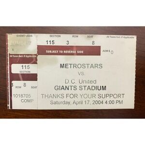 MLS Metrostars vs DC United Giants Stadium April 17 2004 Ticket‎ Stub
